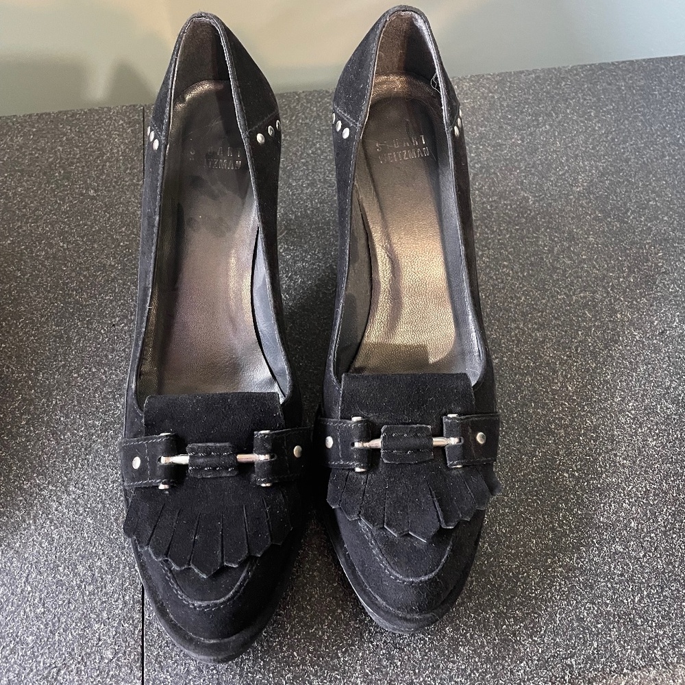 Stuart Weitzman black suede pumps, EUC, worn only twice, US 7.5.